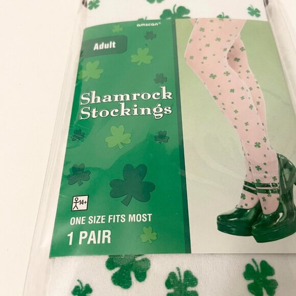 Amscan Adult Shamrock Stockings One Size Fits Most Halloween - Picture 2 of 6